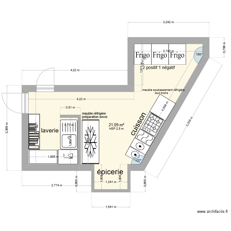 canon Dor. Plan de 1 pièce et 21 m2