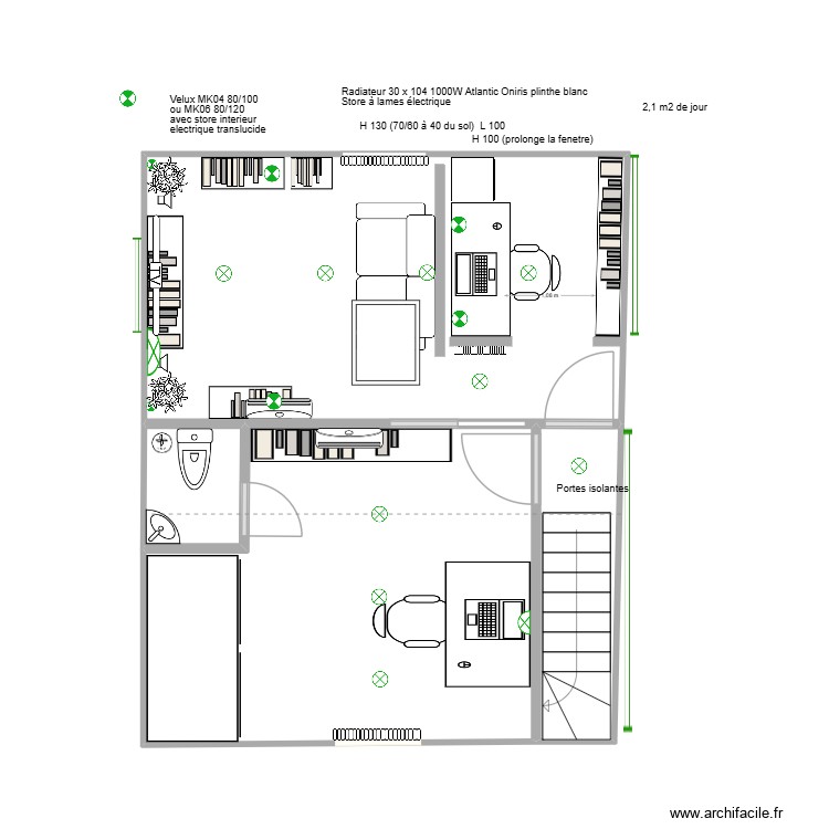 (def) Salon et bureau 1 fenêtre fauteuil perpendiculaire fenêtre. Plan de 0 pièce et 0 m2