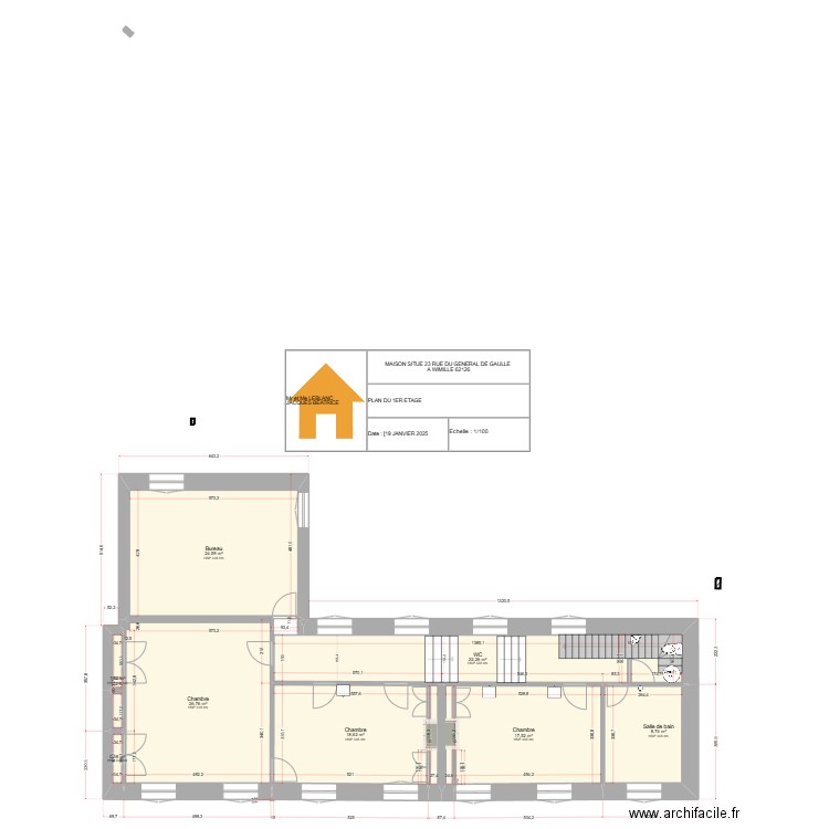 wimille PLAN 1ER ETAGE . Plan de 8 pièces et 120 m2