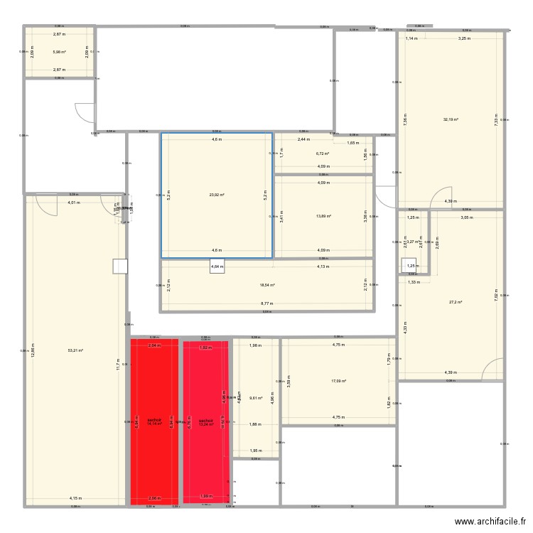 labo viande 3. Plan de 14 pièces et 239 m2