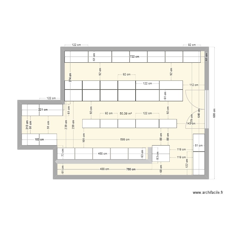 Entrepot 1. Plan de 1 pièce et 50 m2