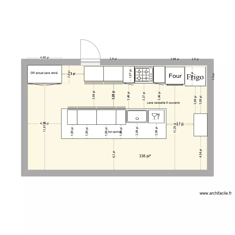 Cuisine Nhoyan base 23457. Plan de 1  et 31 m²