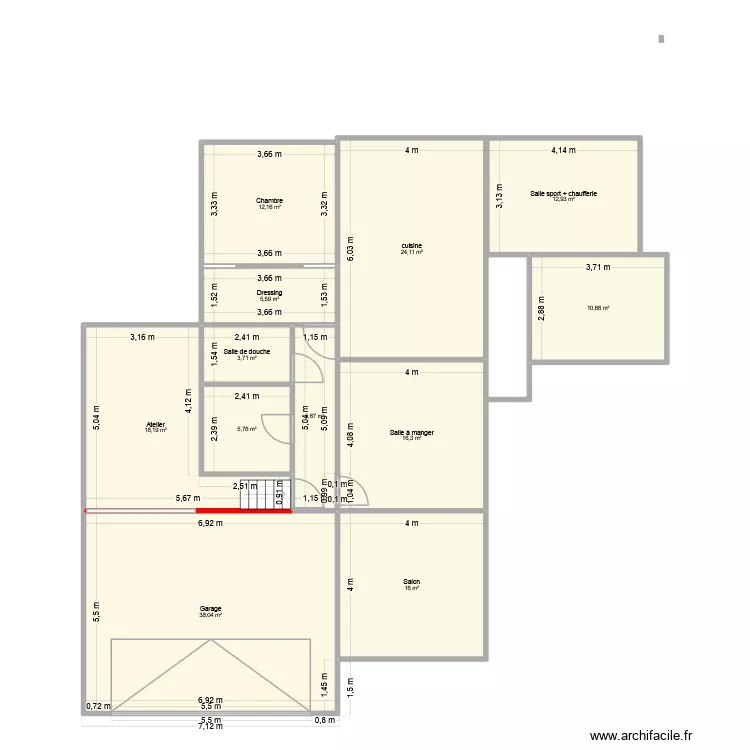 Extension 3. Plan de 12  et 169 m²