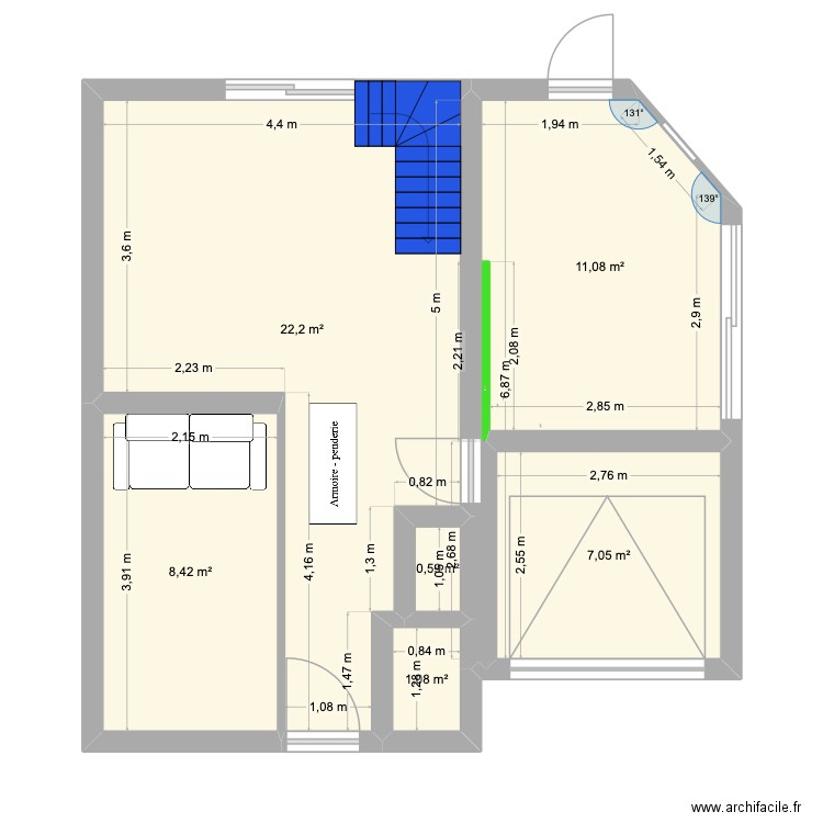 maison-rdc-2. Plan de 6 pièces et 50 m2