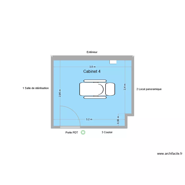 10511 Cabinet 4. Plan de 1  et 10 m²