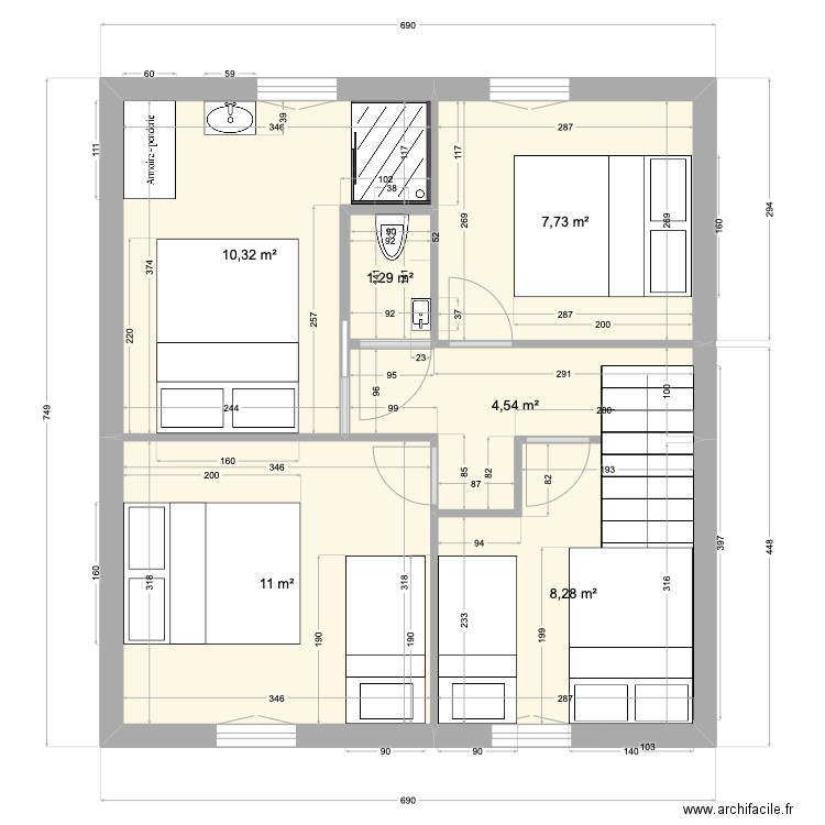 Etage bourglastic wc Etage plus douche . Plan de 0 pièce et 0 m2