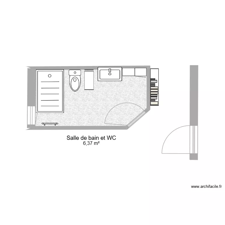 SDB. Plan de 1 Pièce et 6 m² SDB. Plan de 1 Pièce et 6 m²
