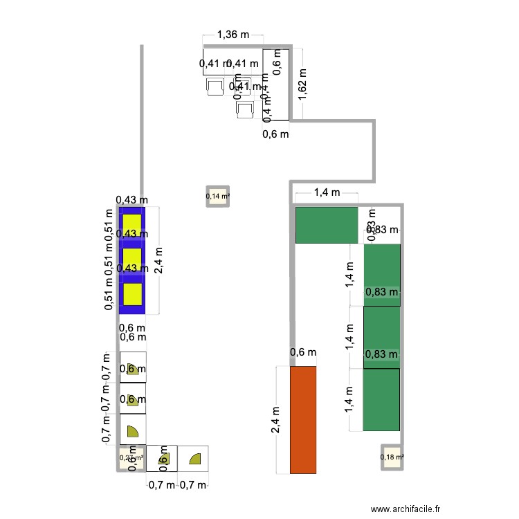 Boétie. Plan de 3 pièces et 1 m2