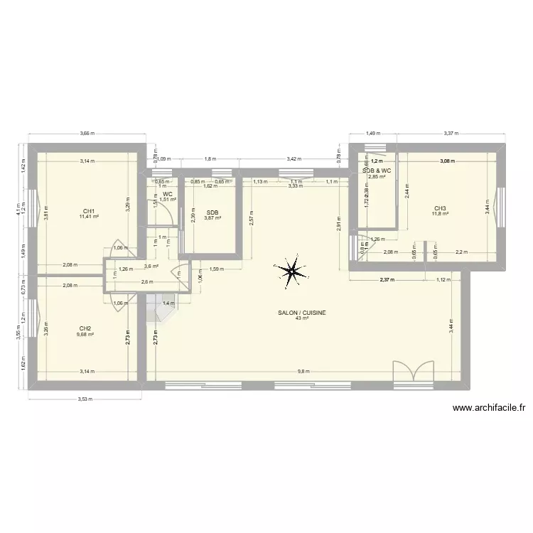 PLAN 2D - MAISON DES LORITZ V2. Plan de 8 Pièces et 88 m² PLAN 2D - MAISON DES LORITZ V2. Plan de 8 Pièces et 88 m²