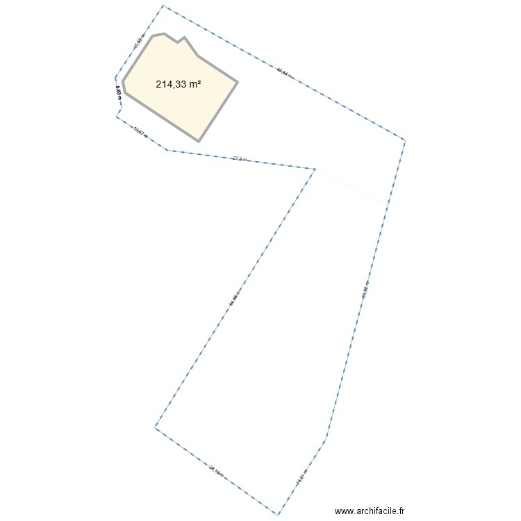 Exterieur complet. Plan de 1 pièce et 214 m2