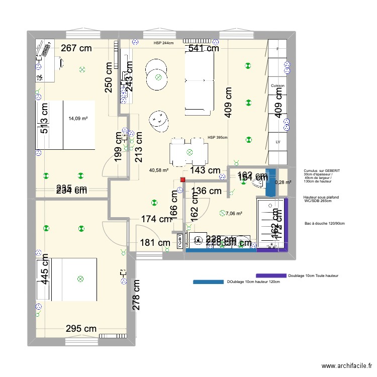 Alma. Plan de 4 pièces et 62 m2