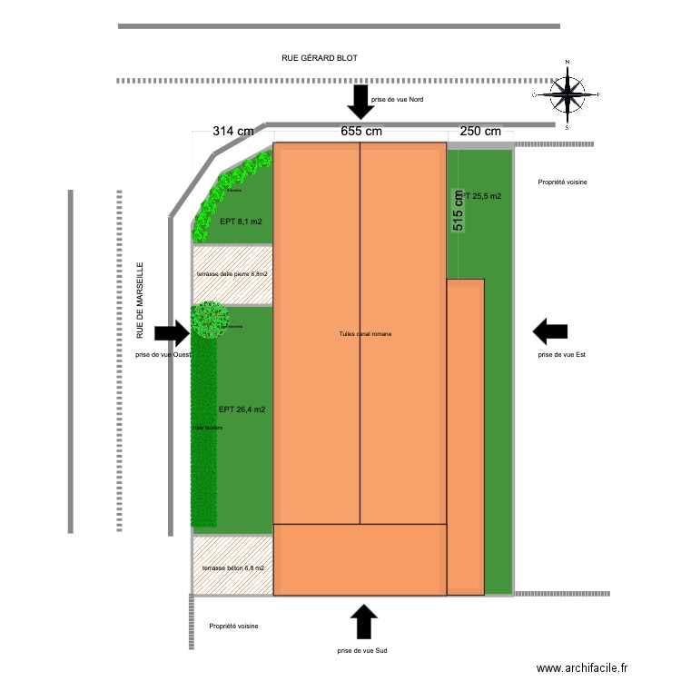 plan de masse jp. Plan de 7 pièces et 190 m2