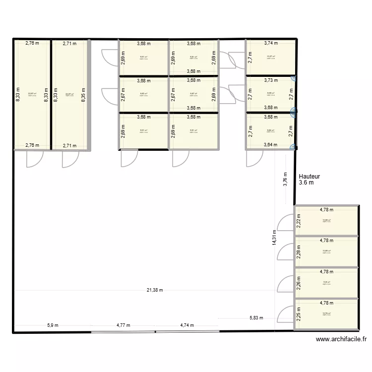 hangar  box mi. Plan de 15  et 178 m²