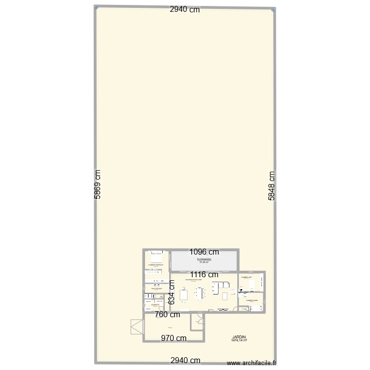 Maison. Plan de 13 pièces et 1939 m2