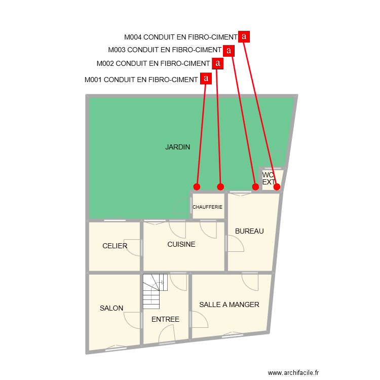 RDC VAUVERT AM. Plan de 9 pièces et 59 m2