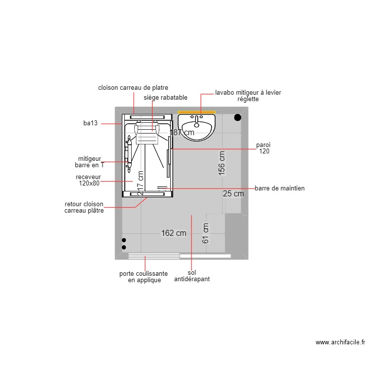 bernard 14/12. Plan de 2 pièces et 4 m2