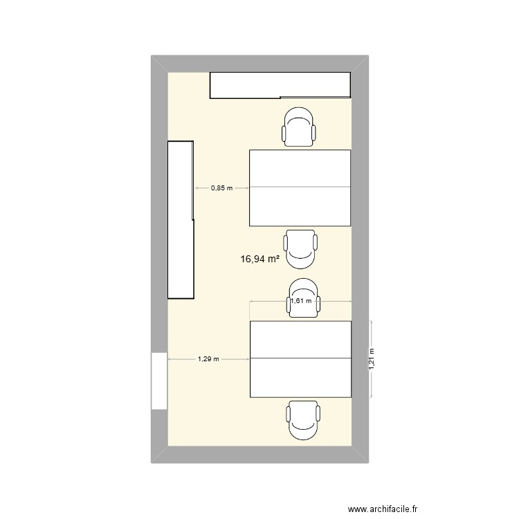 labo plan 2. Plan de 1 pièce et 17 m2