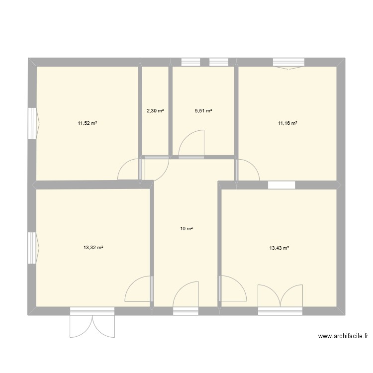 Maison Fontaine Etage 1. Plan de 7 pièces et 67 m2