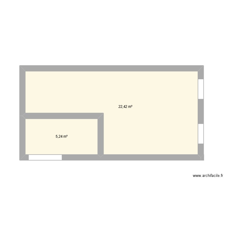 hangard. Plan de 2 pièces et 28 m2