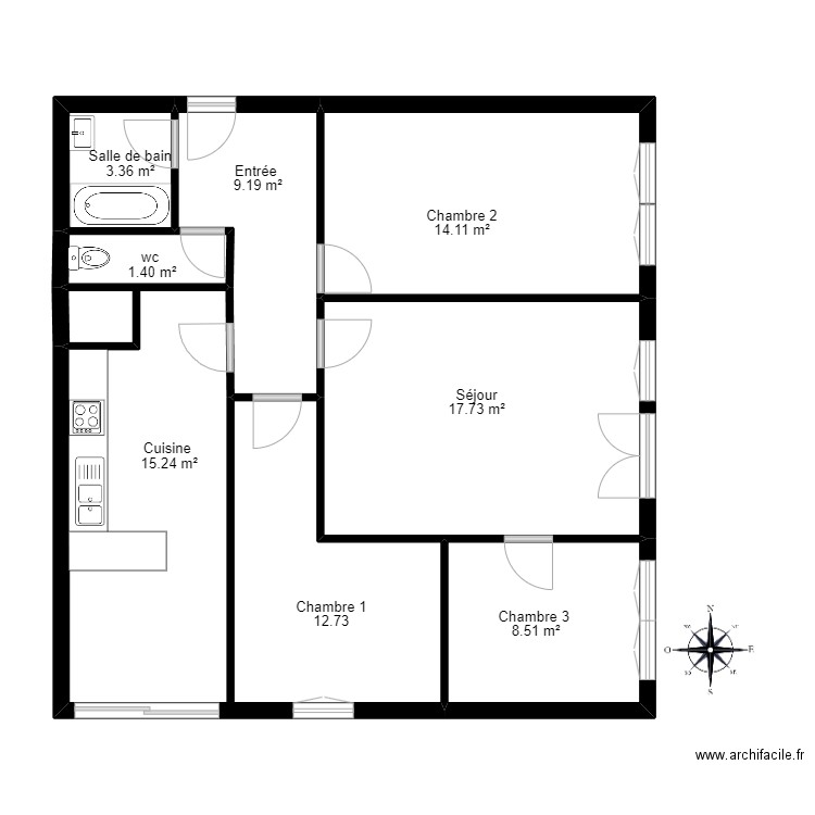 415732 THEIXIER. Plan de 7 pièces et 90 m2
