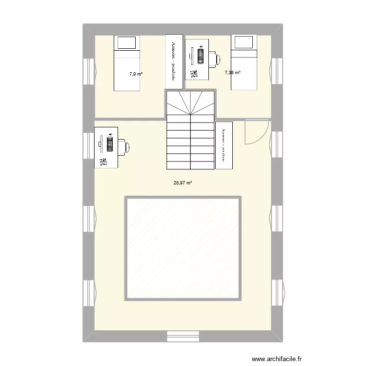 1er &eacute;tage. Plan de 4  et 88 m²