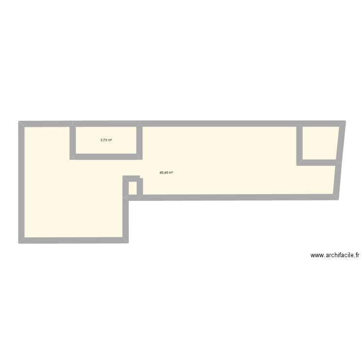 modele. Plan de 2 pièces et 53 m2
