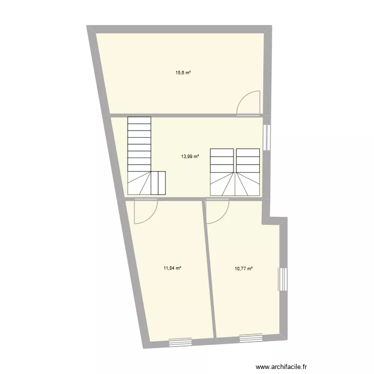 essai 1 agrandissement. Plan de 4  et 52 m²