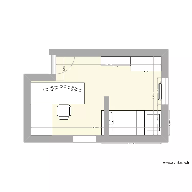 Chambre J&eacute;r&ocirc;me. Plan de 1  et 13 m²