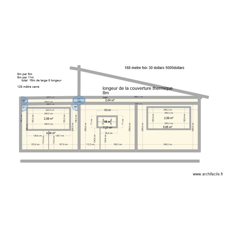facade devant. Plan de 7 pièces et 30 m2