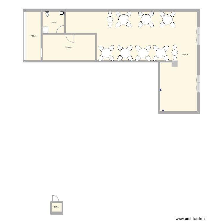 plan restaurant la petite halte. Plan de 5 pièces et 102 m2