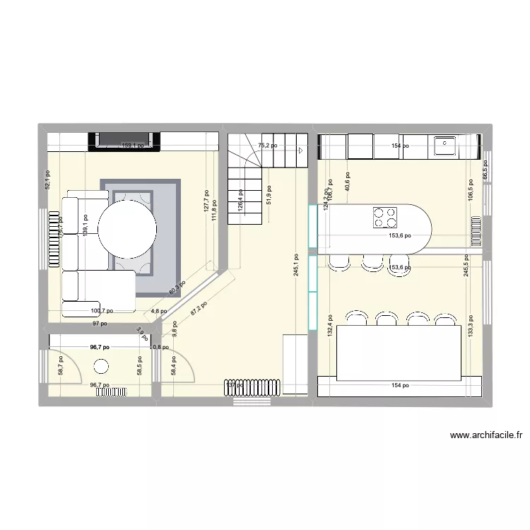 oxford RDC Amenagement patiopatio. Plan de 4  et 60 m²