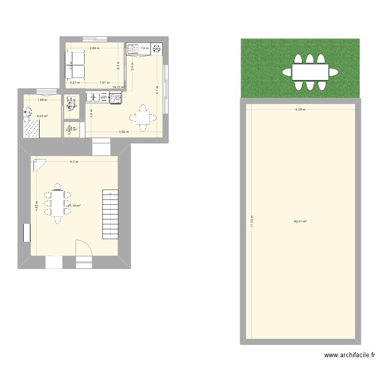 Bargues DAVID. Plan de 6 pièces et 109 m2