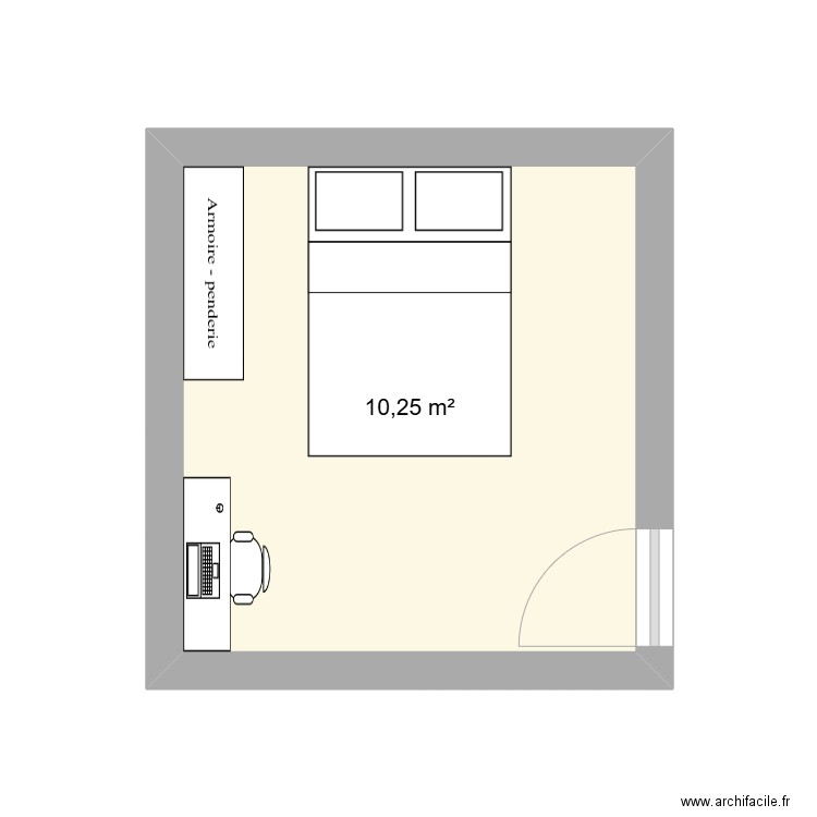 ma chambre. Plan de 1 pièce et 10 m2