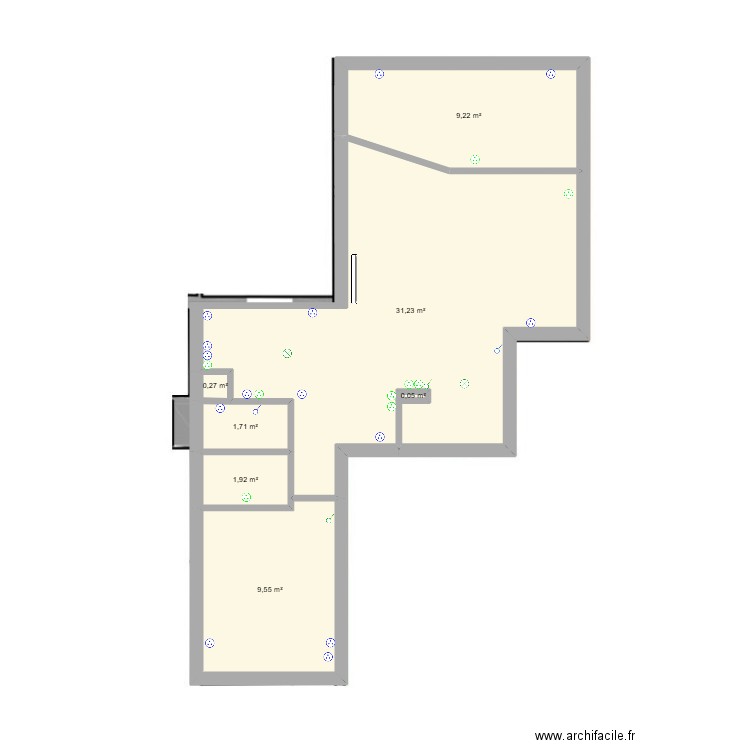 Talvas. Plan de 7 pièces et 54 m2