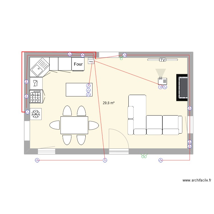 cuisine nadege. Plan de 1 pièce et 30 m2