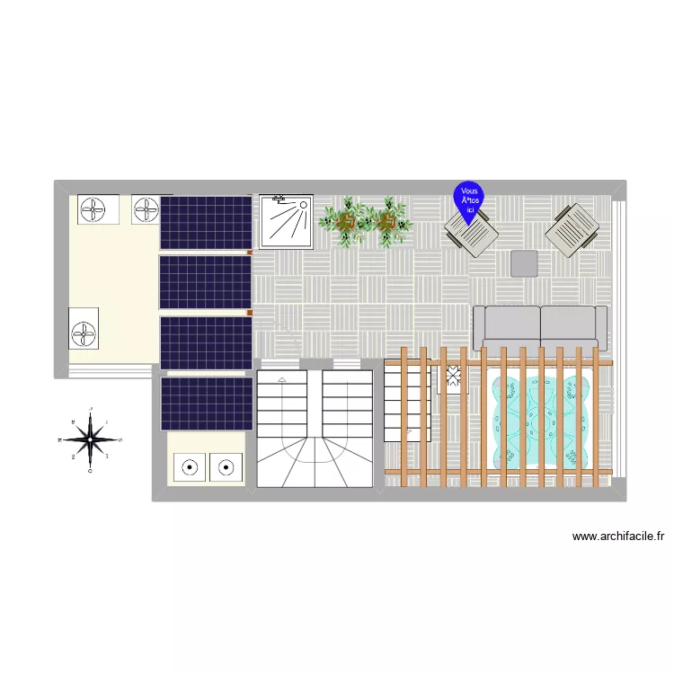 terrasse haute. Plan de 