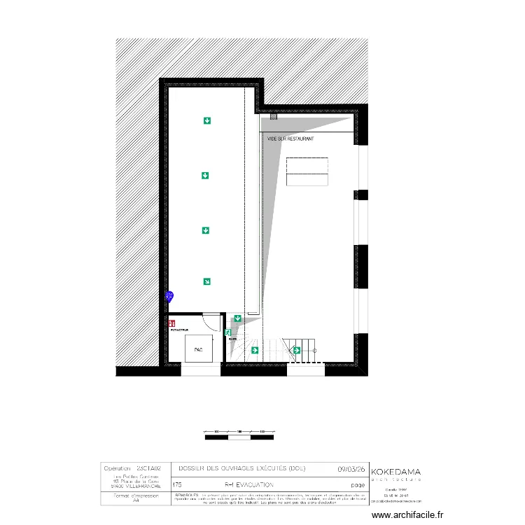 PLAN EVACUATION MEZZANINE LES PETITES CANTINE VILLEFRANCHE. Plan de 