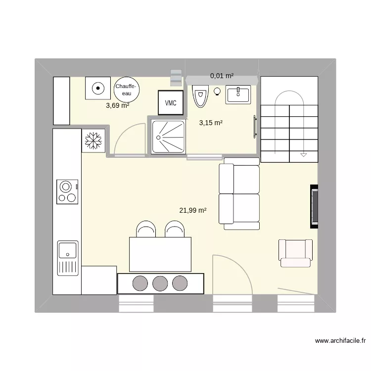 Maison Arnaud. Plan de 4  et 29 m²