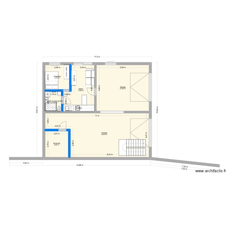Chalet Nono. Plan de 6 pièces et 102 m2