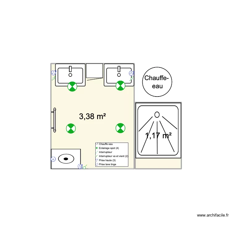 salle de bain. Plan de 
