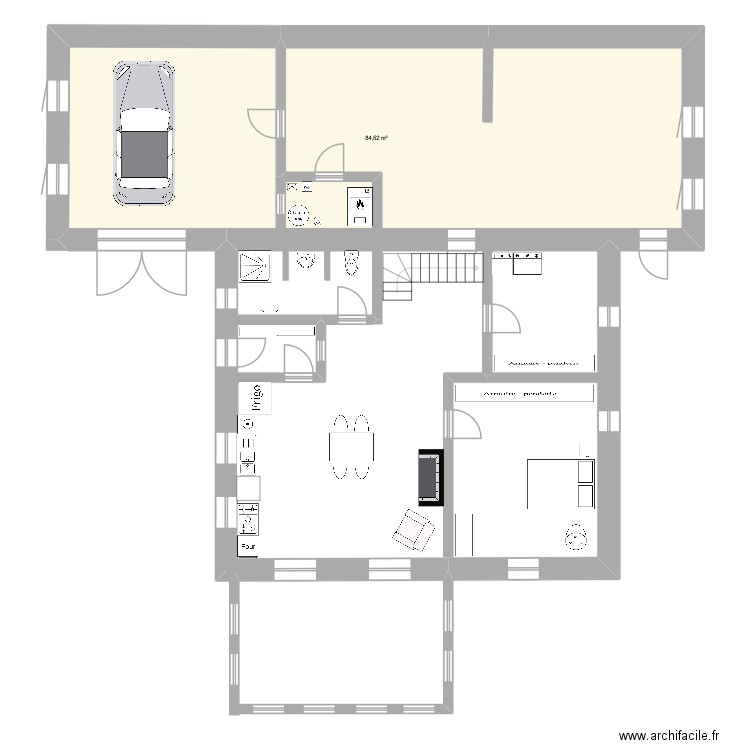 hgn 1. Plan de 1 pièce et 85 m2