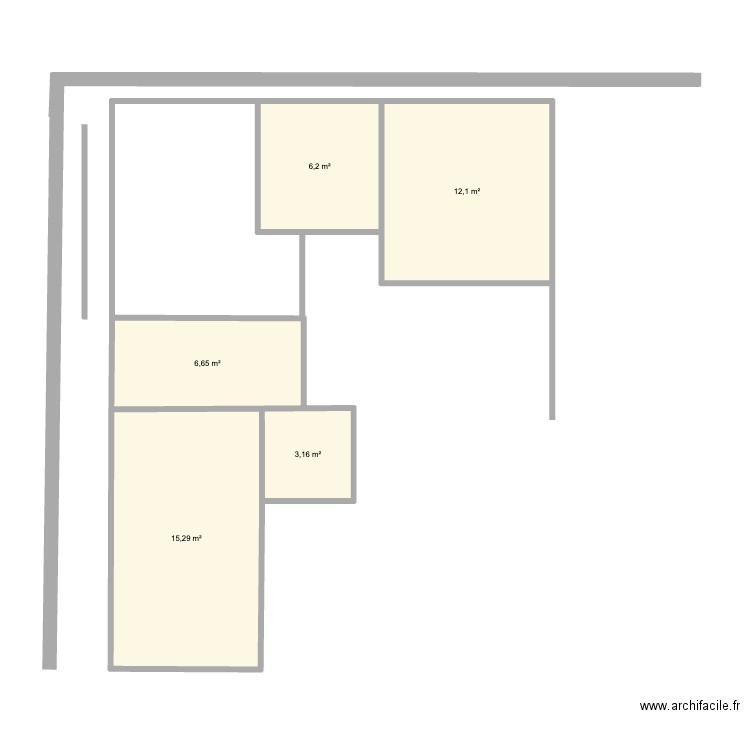 test. Plan de 5 pièces et 43 m2