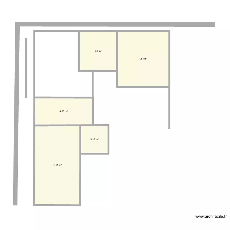 test. Plan de 5 pièces et 43 m²