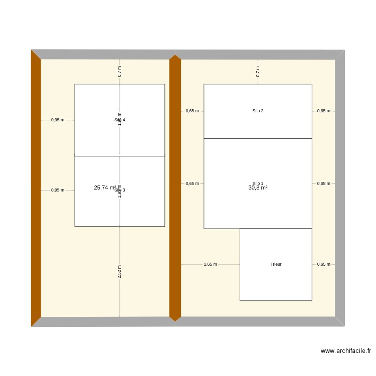 Grange2. Plan de 2 pièces et 57 m2