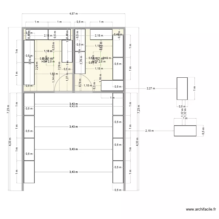 atelier 2. Plan de 2 et 12 m² atelier 2. Plan de 2 et 12 m²