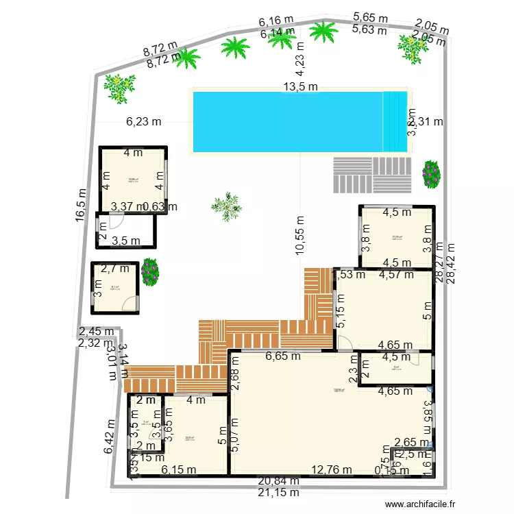 Villa 1APool. Plan de 