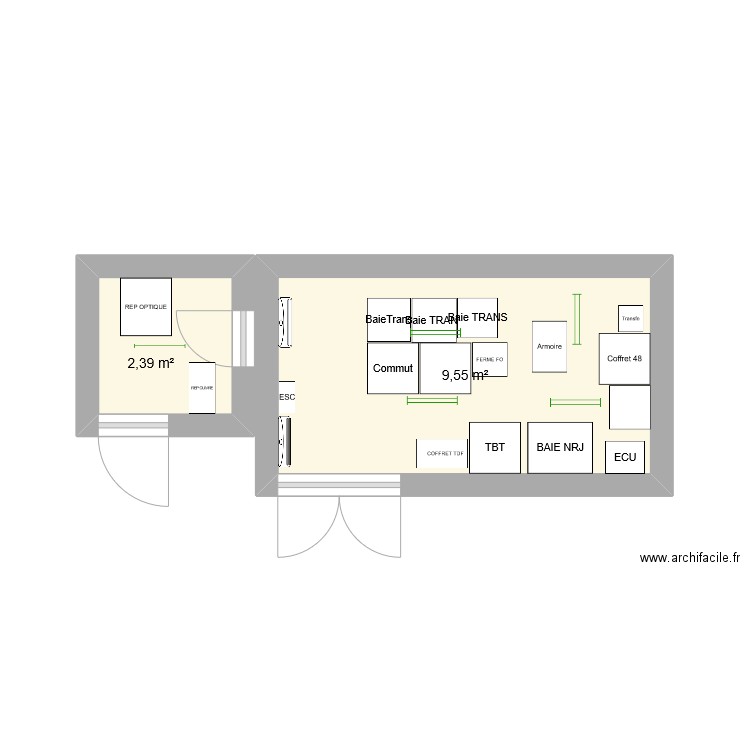 PLAN REGINA. Plan de 2 pièces et 12 m2