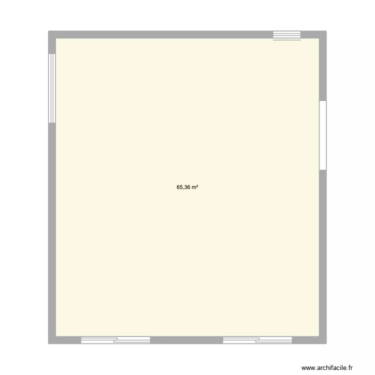 Extension. Plan de 1 pièce et 65 m²