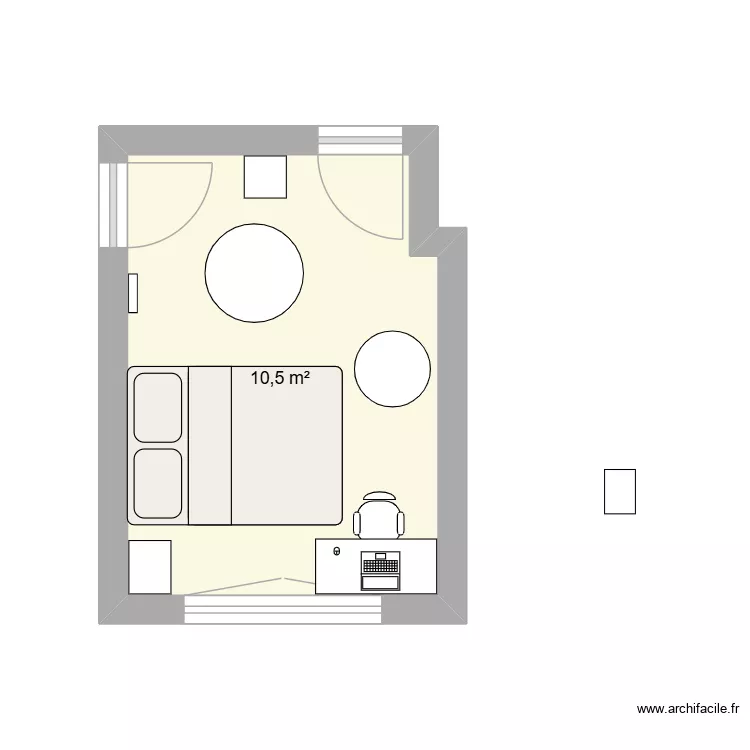 CHAMBRE. Plan de 1  et 11 m²