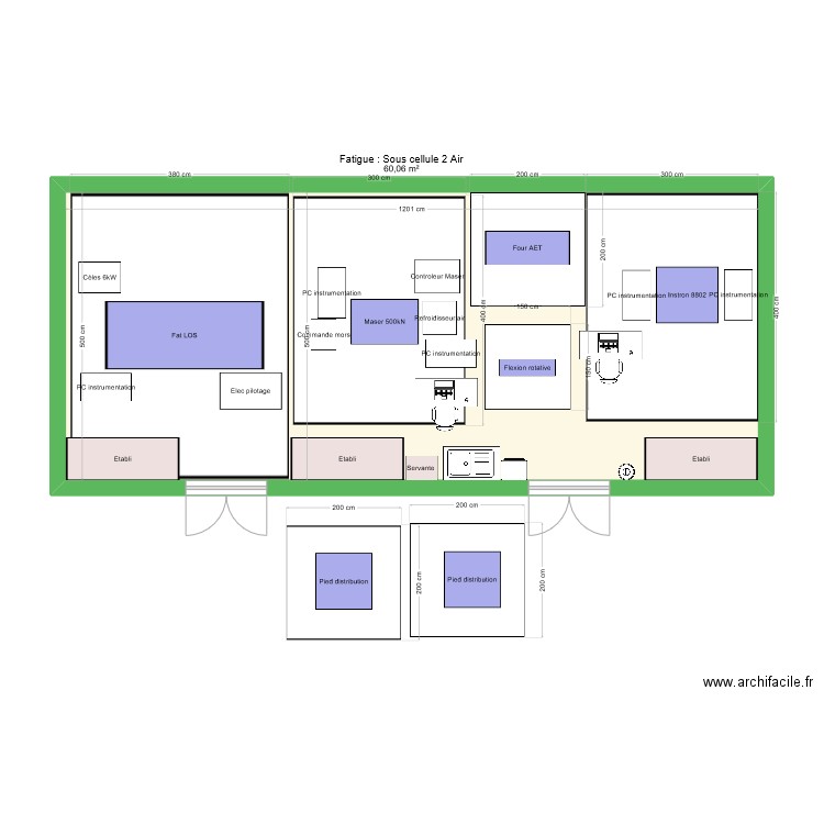 Fatigue sous cellule 2 air. Plan de 1 pièce et 60 m2